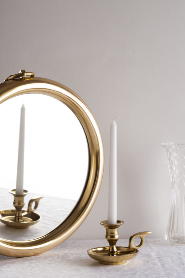 Small Gold Round Mirror