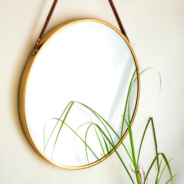 Brass Round Gold Hanging Mirror