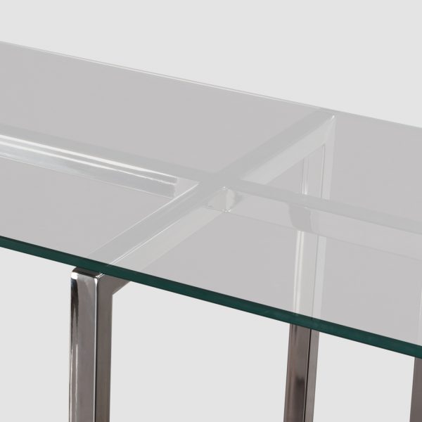 Silver console table close up