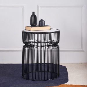 Black framed metal side table